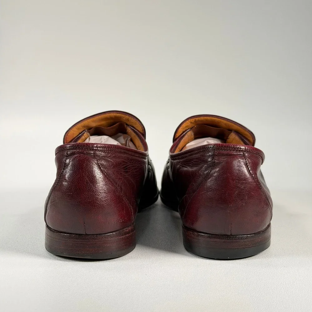 Bally Scribe Bit Loafers Mens 11 E Oxblood Leather Slip-On Dress Shoes Vintage